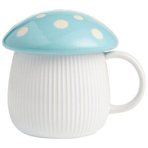 New! Ceramic Mushroom Shaped Mug with Lid 10oz. Capacity